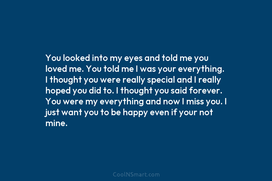 You looked into my eyes and told me you loved me. You told me I...
