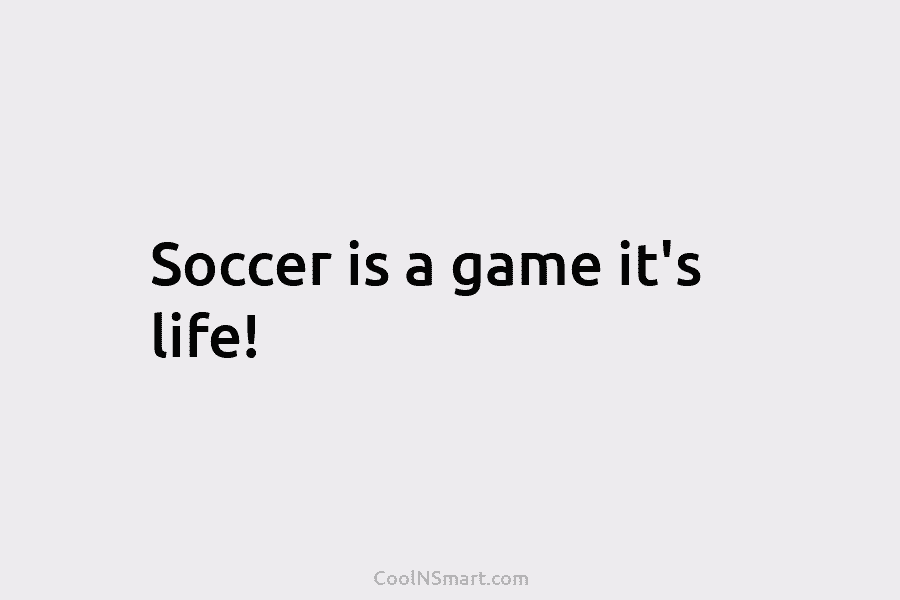 Soccer is a game it’s life!