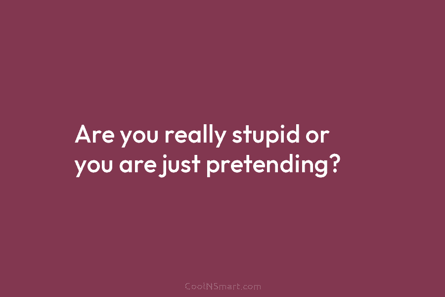 Are you really stupid or you are just pretending?