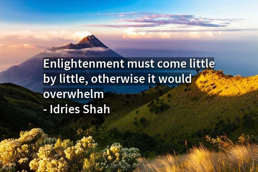 Quote: Enlightenment Must Come Little By Little, Otherwise It Would  Overwhelm – Idries... - Coolnsmart