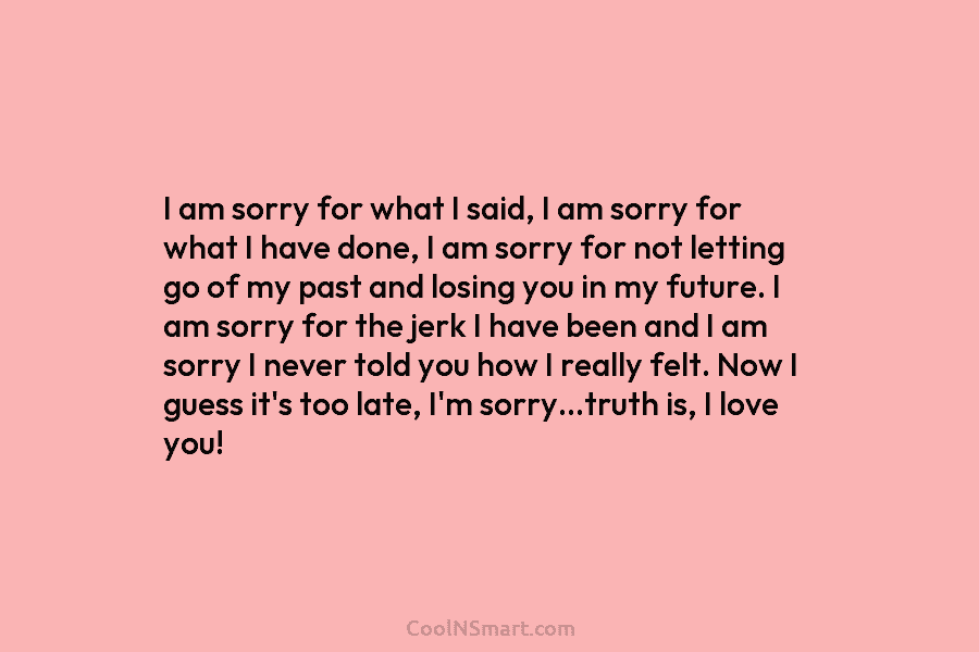 I am sorry for what I said, I am sorry for what I have done,...