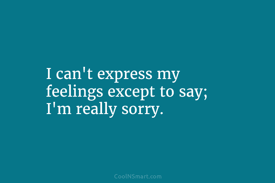 I can’t express my feelings except to say; I’m really sorry.