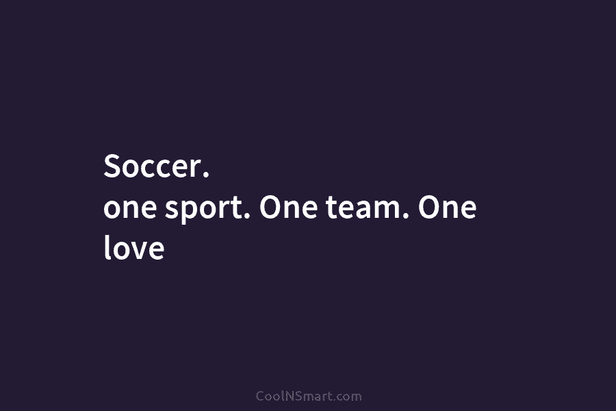 Soccer. one sport. One team. One love