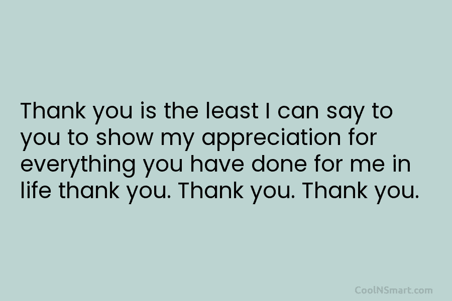 Thank you is the least I can say to you to show my appreciation for everything you have done for...