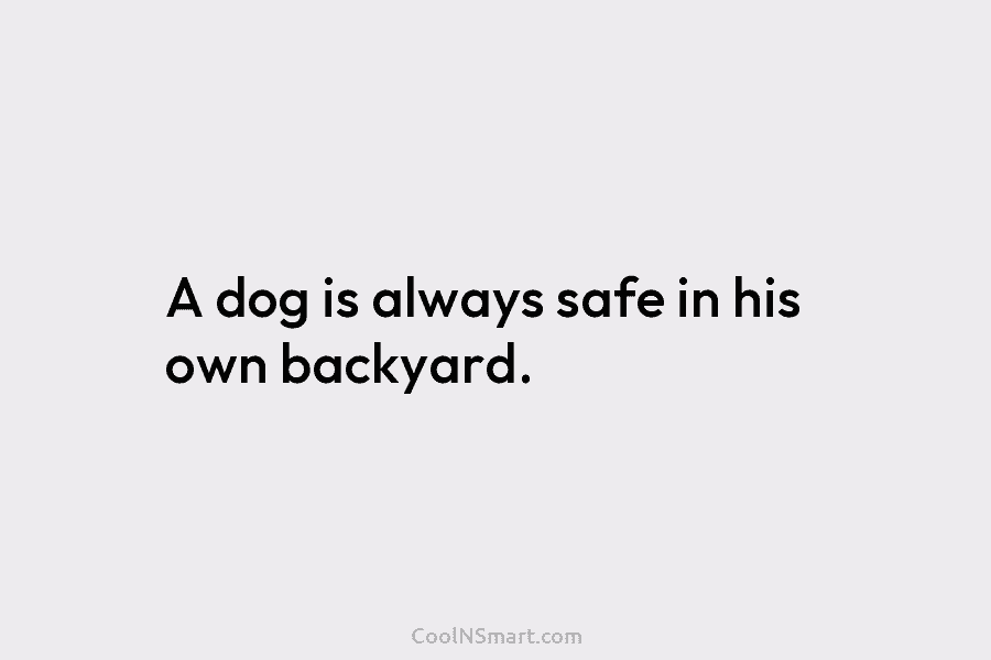 A dog is always safe in his own backyard.