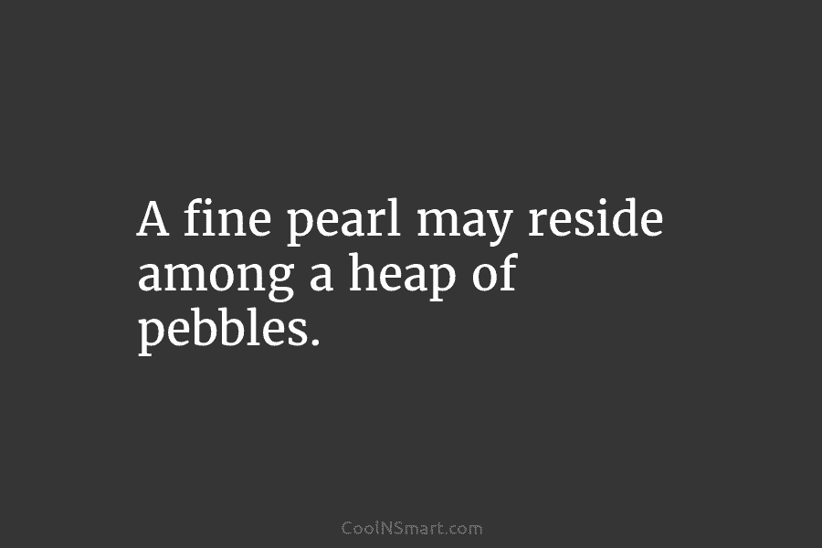 A fine pearl may reside among a heap of pebbles.