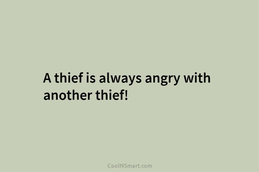 A thief is always angry with another thief!