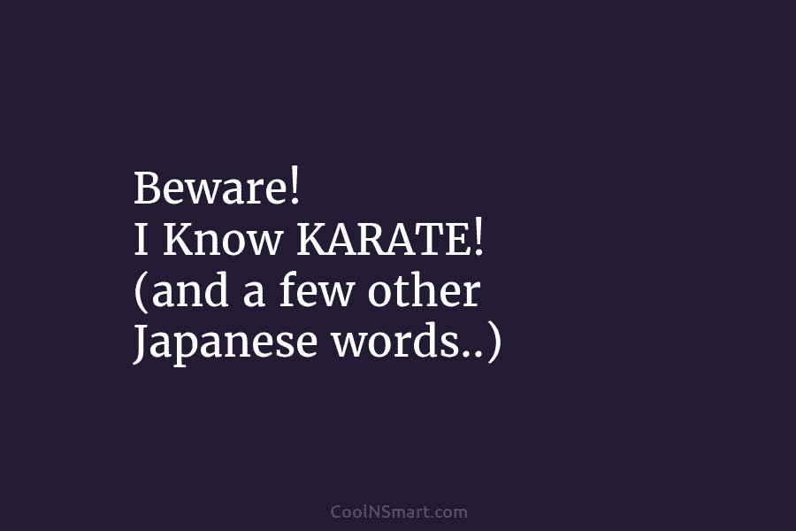 Beware! I Know KARATE! (and a few other Japanese words..)