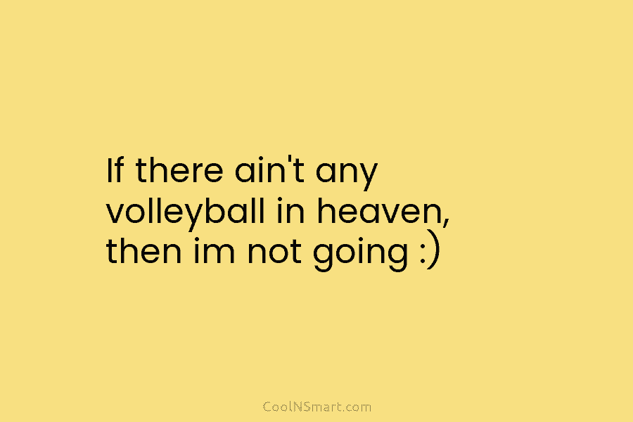 If there ain’t any volleyball in heaven, then im not going :)