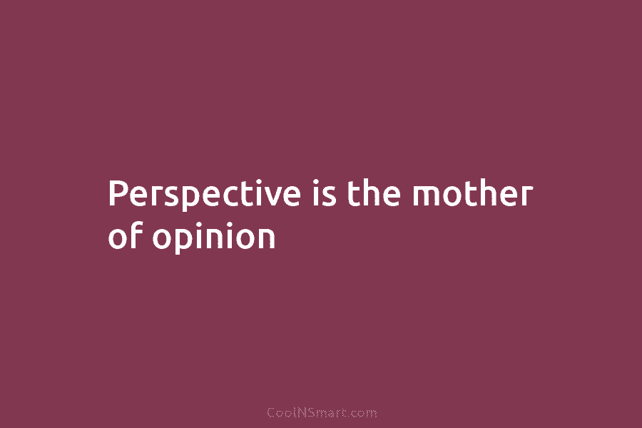 Perspective is the mother of opinion