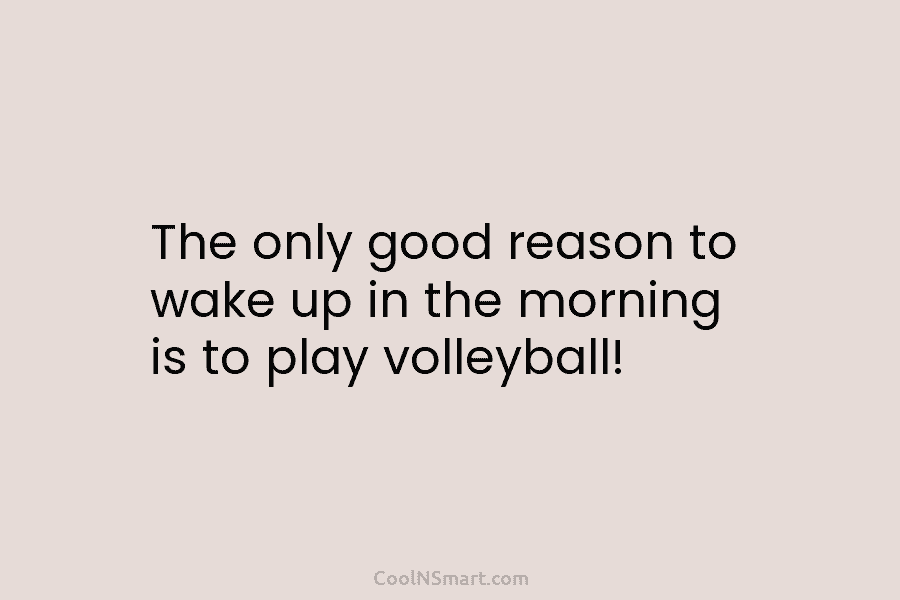 The only good reason to wake up in the morning is to play volleyball!