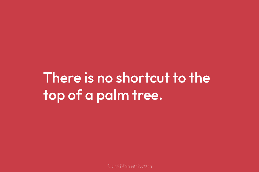 There is no shortcut to the top of a palm tree.