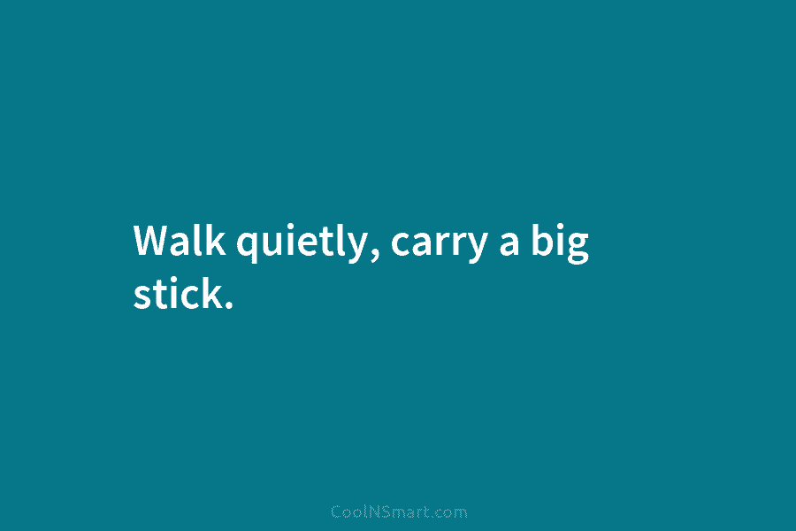 Walk quietly, carry a big stick.